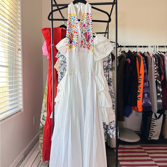 White Dress with Colorful Embroidery custom made - Picture 5 of 6